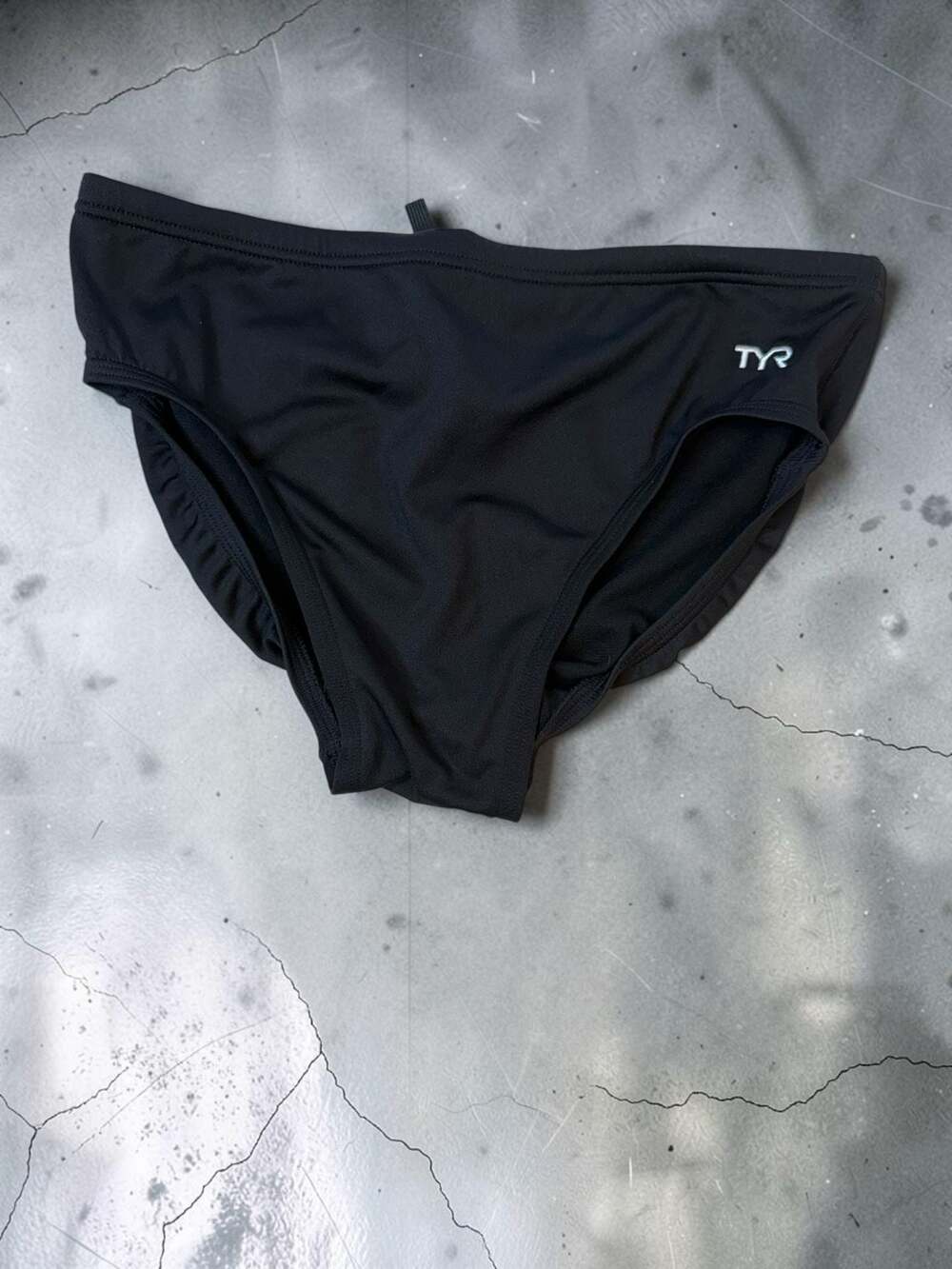 TYR Men's Solid Racer Swim Briefs, Black, Size 36